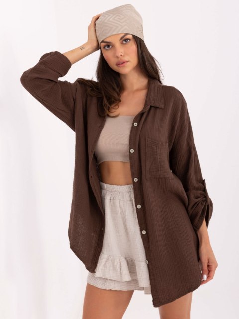 Koszula MO-KS-9368.98 ciemny brązowy