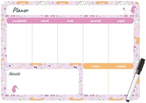 Podkład na biurko Biurfol PUPPIES PLANER MAGNETYCZNY TYGODNIOWY mix PVC PCW [mm:] 350x250 (PM-02-36)