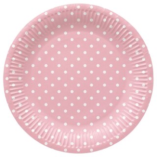 Talerz jednorazowy Paw Dots Light Pink tektura śr. 230mm 8 szt (PPL8002204)