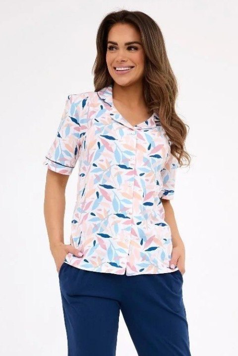 PIŻAMA DAMSKA 696/453 ANETTE KR XXL biały/granatowy PIŻAMA DAMSKA 696/453 ANETTE KR XXL biały/granatowy