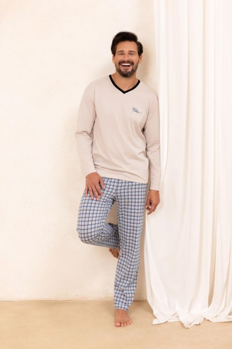 PIŻAMA MĘSKA 491 DR XL beżowy PIŻAMA MĘSKA 491 DR XL beżowy