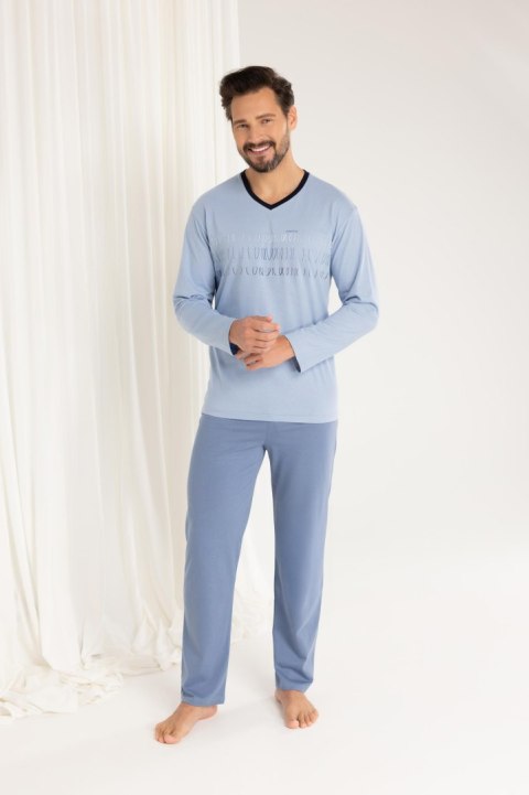 PIŻAMA MĘSKA 495 DR XL niebieski PIŻAMA MĘSKA 495 DR XL niebieski