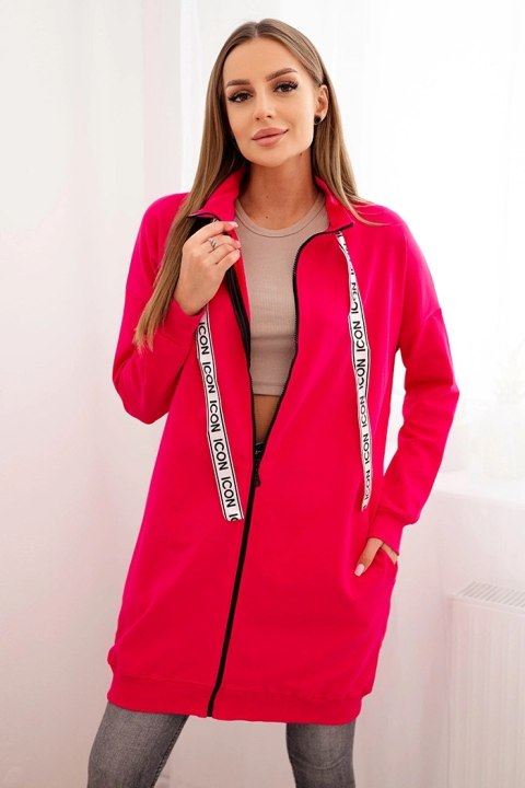 Bluza damska zapinana na zamek z napisami fuksja uniwersalny Bluza damska zapinana na zamek z napisami fuksja uniwersalny