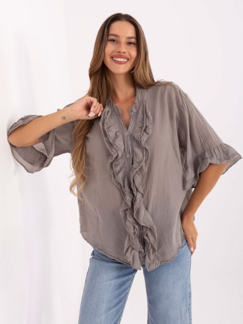 Koszula MI-KS-92224.95 ciemny bezowy
