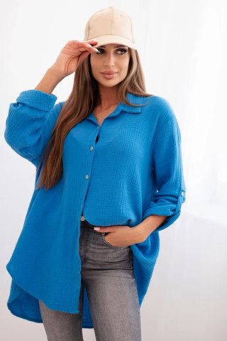 Koszula bawełniana muślinowa Plus Size turkusowa uniwersalny