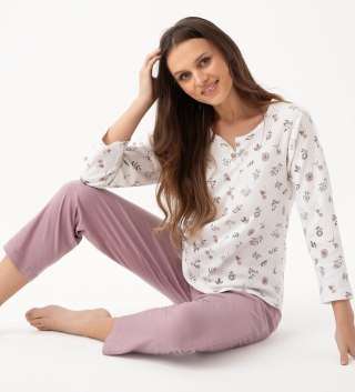 PIŻAMA DAMSKA 317 DR XL ecrui/botaniczny