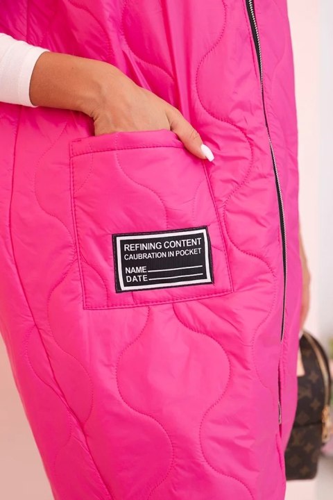 Kamizelka damska pikowana Plus Size z kapturem zapinana na zamek różowa uniwersalny Kamizelka damska pikowana Plus Size z kapturem zapinana na zamek różowa uniwersalny