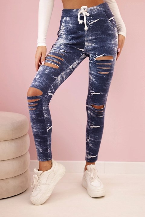 Legginsy damskie z przetarciami jeansowe uniwersalny Legginsy damskie z przetarciami jeansowe uniwersalny