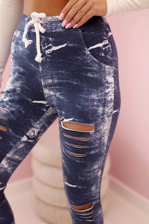 Legginsy damskie z przetarciami jeansowe uniwersalny Legginsy damskie z przetarciami jeansowe uniwersalny