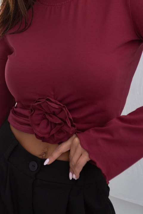 Bordowa bluzka z różą ROSE - Rozmiar L Bordowa bluzka z różą ROSE - Rozmiar L