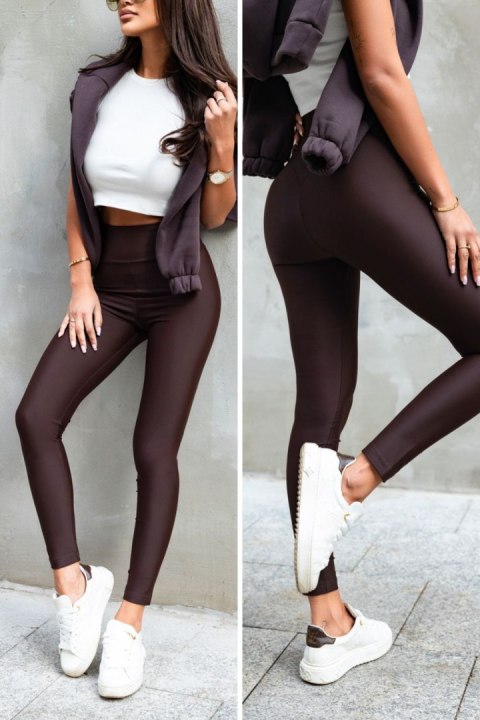 Czekoladowe klasyczne legginsy push-up Naomar - Rozmiar 48 Czekoladowe klasyczne legginsy push-up Naomar - Rozmiar 48
