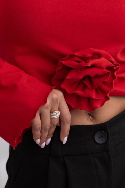 Czerwona bluzka z różą ROSE - Rozmiar M Czerwona bluzka z różą ROSE - Rozmiar M
