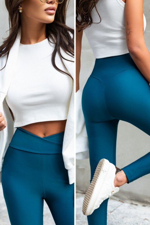 Morskie elastyczne legginsy push-up Wish - Rozmiar 50 Morskie elastyczne legginsy push-up Wish - Rozmiar 50
