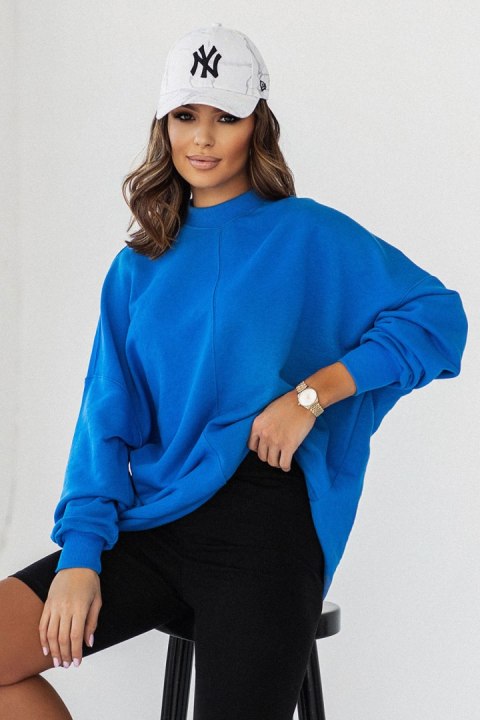 Niebieska bluza Simple ze stójką i przeszyciami - Rozmiar XS/S Niebieska bluza Simple ze stójką i przeszyciami - Rozmiar XS/S