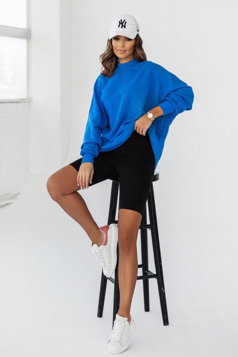 Niebieska bluza Simple ze stójką i przeszyciami - Rozmiar XS/S Niebieska bluza Simple ze stójką i przeszyciami - Rozmiar XS/S