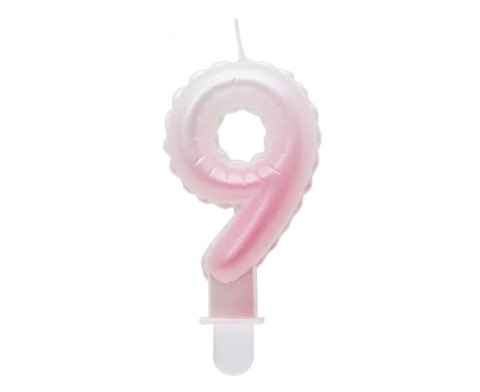 Świeczka urodzinowa Godan cyferka 9, ombre, perłowa biało-różowa, 7 cm (SF-PBR9) Świeczka urodzinowa Godan cyferka 9, ombre, perłowa biało-różowa, 7 cm (SF-PBR9)
