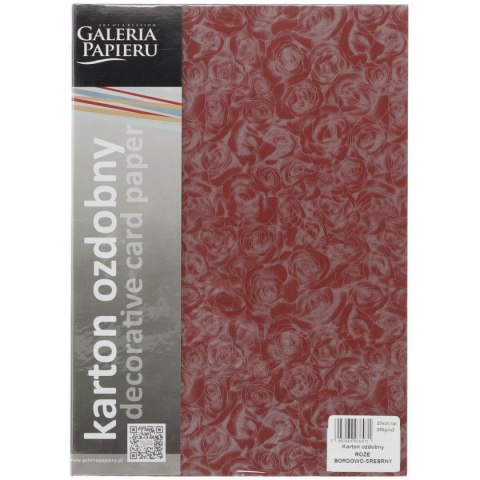 Papier ozdobny (wizytówkowy) Argo róże bordowo-srebrny A4 bordowy 250g Papier ozdobny (wizytówkowy) Argo róże bordowo-srebrny A4 bordowy 250g