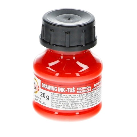 Tusz kreślarski Koh-I-Noor kolor: czerwony 20ml Tusz kreślarski Koh-I-Noor kolor: czerwony 20ml