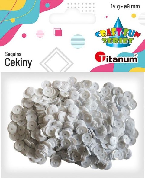 Cekiny Titanum Craft-Fun Series okrągłe 9mm białe 14g (360413) Cekiny Titanum Craft-Fun Series okrągłe 9mm białe 14g (360413)