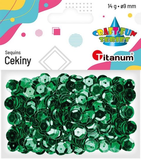 Cekiny Titanum Craft-Fun Series okrągłe 9mm zielone 14g (268301) Cekiny Titanum Craft-Fun Series okrągłe 9mm zielone 14g (268301)