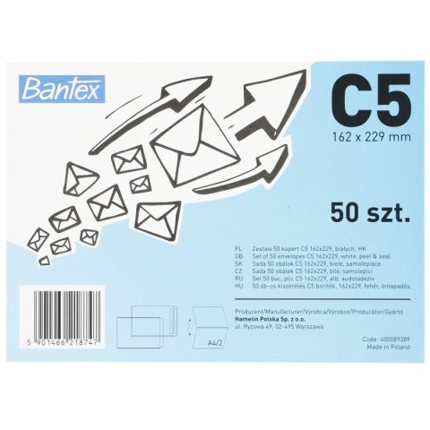 Koperta Bantex HK C5 biała (400089389) 50 sztuk