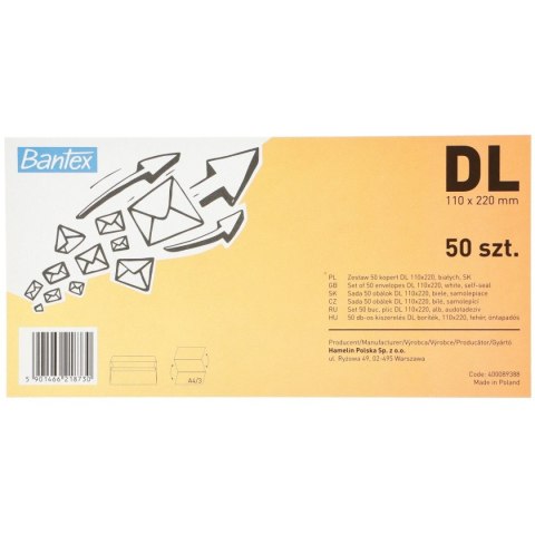Koperta Bantex SK DL biała (400089388) 50 sztuk Koperta Bantex SK DL biała (400089388) 50 sztuk