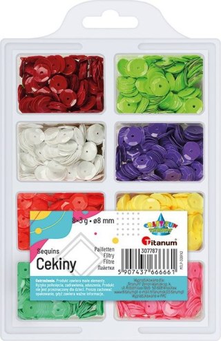 Cekiny Titanum Craft-Fun Series okrągłe 8 kolorów mix 3g (3G8PX2)
