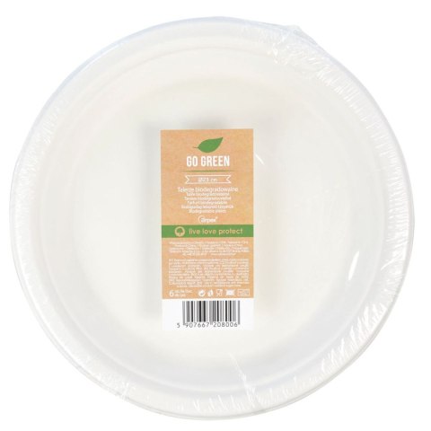 Talerz jednorazowy Arpex trzcina cukrowa 23 cm papier śr. 230mm 6 szt (KG8006)