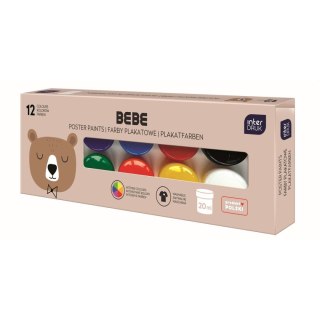 Farby plakatowe Interdruk BEBE FRIENDS kolor: mix 20ml 12 kolor.