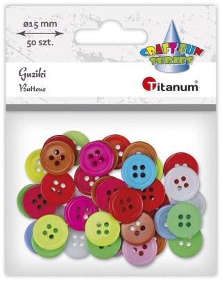 Guziki Titanum Craft-Fun Series plastikowe okrągłe 15mm mix 50 szt