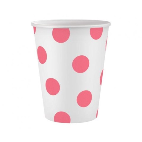 Kubek jednorazowy Godan Groszki różowe 6szt. papier 250ml (PW-KPGR)