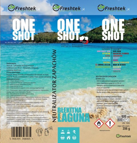 Odświeżacz powietrza One Shot Błękitna Laguna 600ml Odświeżacz powietrza One Shot Błękitna Laguna 600ml