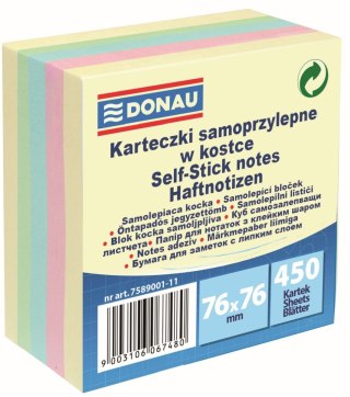 Notes samoprzylepny (karteczki) Donau mix pastelowy 450k [mm:] 76x76 (7589001-11)