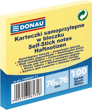 Notes samoprzylepny (karteczki) Donau żółty 100k [mm:] 76x76 (7586001-11)