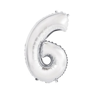 Balon foliowy Godan cyfra 6 srebrny 35 cm 35cal (FG-C35S6)
