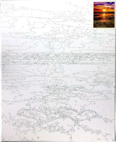 Zestaw kreatywny Flamingo Line Malowanie po numerach 40x50cm Zachód słońca nad morzem, serca na piasku (fys040) Zestaw kreatywny Flamingo Line Malowanie po numerach 40x50cm Zachód słońca nad morzem, serca na piasku (fys040)