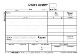 Druk samokopiujący Stolgraf KW dowód wypłaty A6 100k. (K2)
