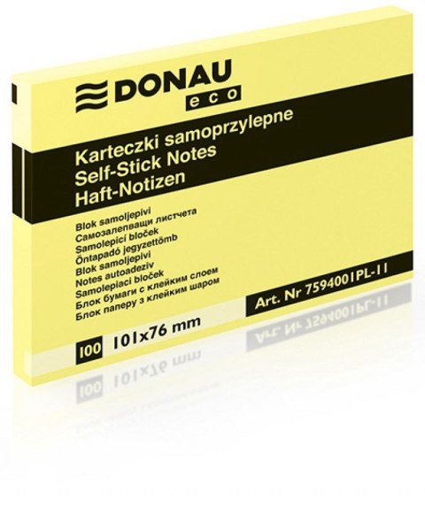 Notes samoprzylepny (karteczki) Donau Eco żółty 100k [mm:] 101x76 (7594001PL-11)