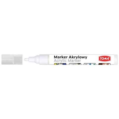 Marker specjalistyczny Toma akrylowy-biały biały 2,5mm okrągła końcówka (TO-402)