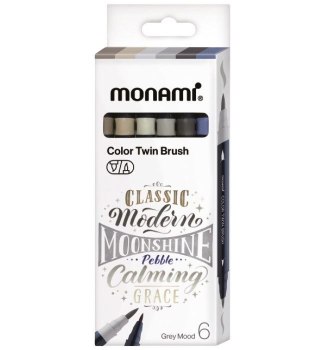 Marker specjalistyczny Monami Grey dwustronny wodny z pędzelkami mix pędzelek końcówka (170-2781)