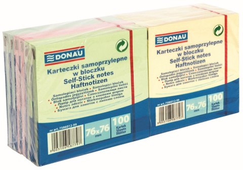 Notes samoprzylepny (karteczki) Donau mix 1200k [mm:] 76x76 (7586012-99)