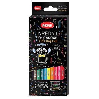 Kredki ołówkowe Rexus Rexus Teens trójkątne 12 kol.