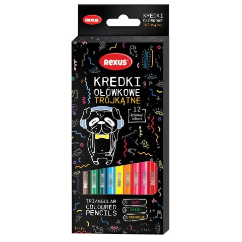 Kredki ołówkowe Rexus Rexus Teens trójkątne 12 kol.