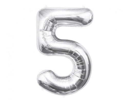 Balon foliowy Godan Cyfra 5, srebrna, 85 cm 85cal (BC-HSR5) Balon foliowy Godan Cyfra 5, srebrna, 85 cm 85cal (BC-HSR5)