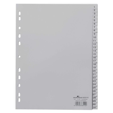 Przekładka numeryczna Durable A4 szara (652310)