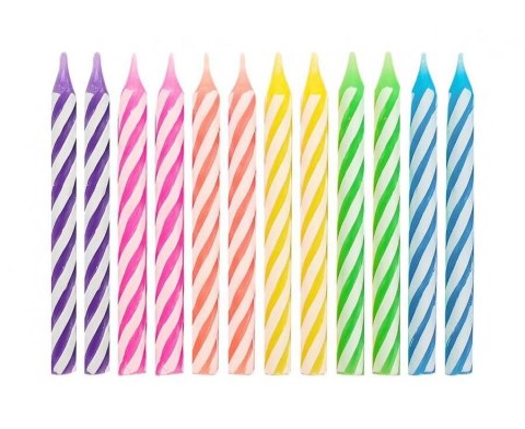 Świeczka urodzinowa Godan kolorowe w białe paski, 24szt., 6 cm. (SU-KP24) Świeczka urodzinowa Godan kolorowe w białe paski, 24szt., 6 cm. (SU-KP24)