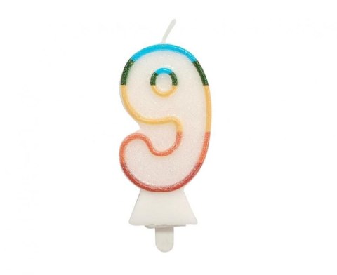 Świeczka urodzinowa Godan cyferka 9, tęczowa, NOWY BIO BROKAT, 8,5 cm (SW-CBB9) Świeczka urodzinowa Godan cyferka 9, tęczowa, NOWY BIO BROKAT, 8,5 cm (SW-CBB9)