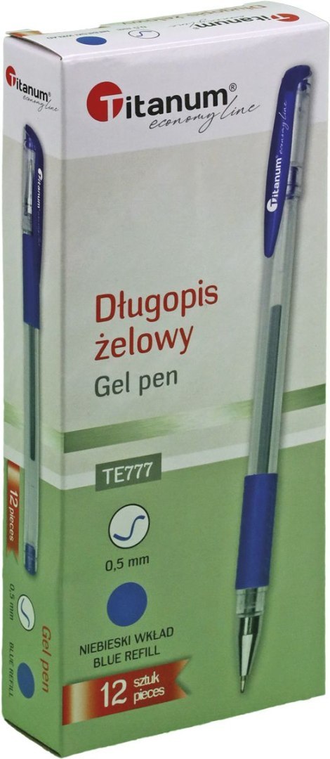 Długopis żelowy Titanum niebieski 0,5mm (GPGBLUE ECONOMY) Długopis żelowy Titanum niebieski 0,5mm (GPGBLUE ECONOMY)