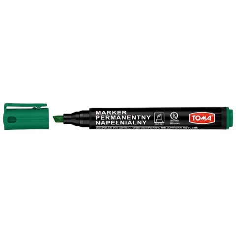 Marker permanentny Toma zielony 1,0-5,0mm ścięta końcówka