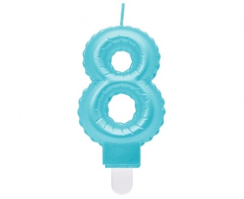 Świeczka urodzinowa Godan cyferka 8, perłowa jasnoniebieska, 7 cm (SF-PJN8) Świeczka urodzinowa Godan cyferka 8, perłowa jasnoniebieska, 7 cm (SF-PJN8)